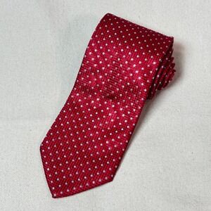 Pavone Mens Rich Red Polka Dot Silk Luxury Tie Made in Italy Peacock Logo Detail